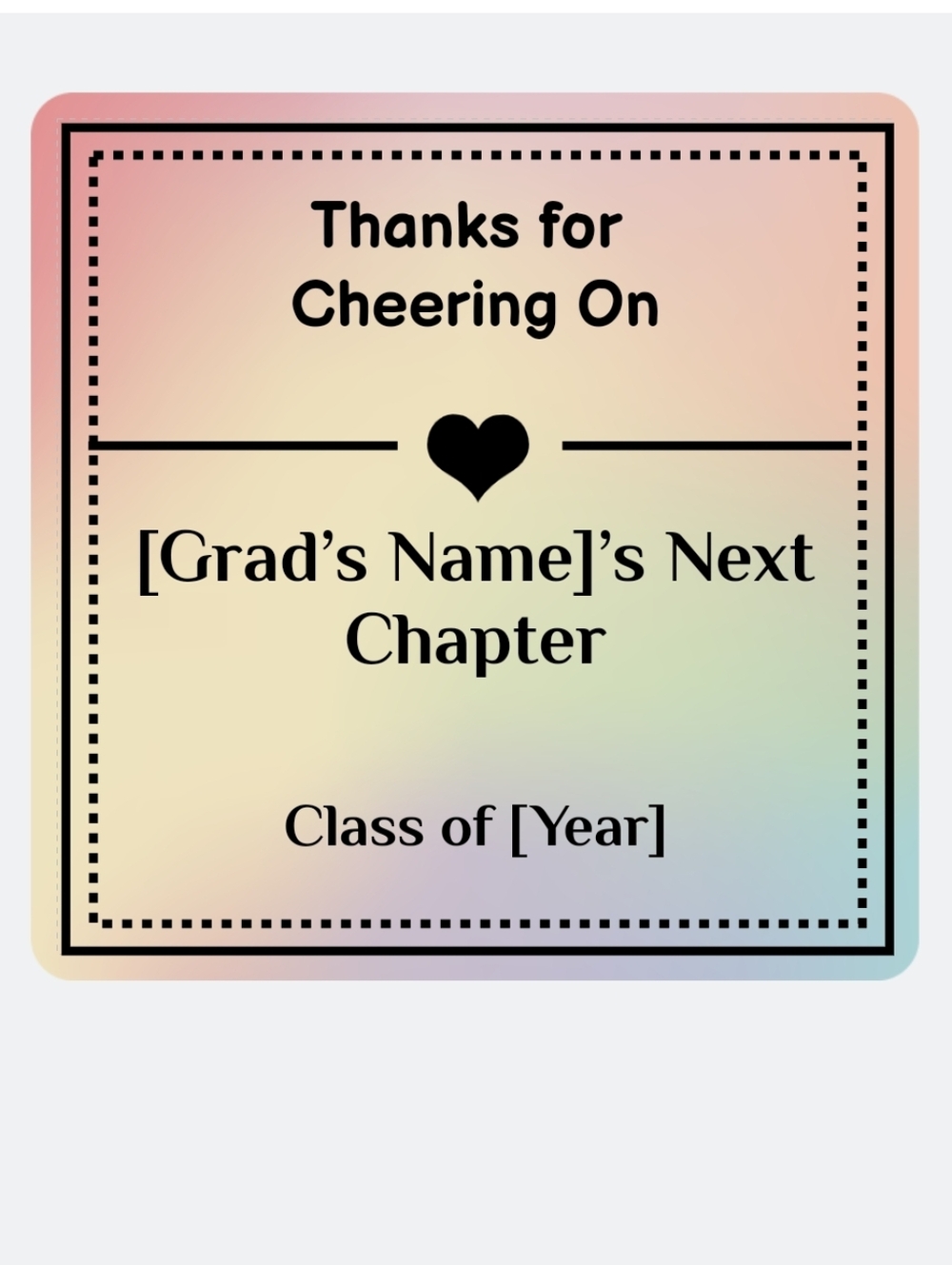 Multicolor Pastel Graduation Thank You Sticker — Customizable